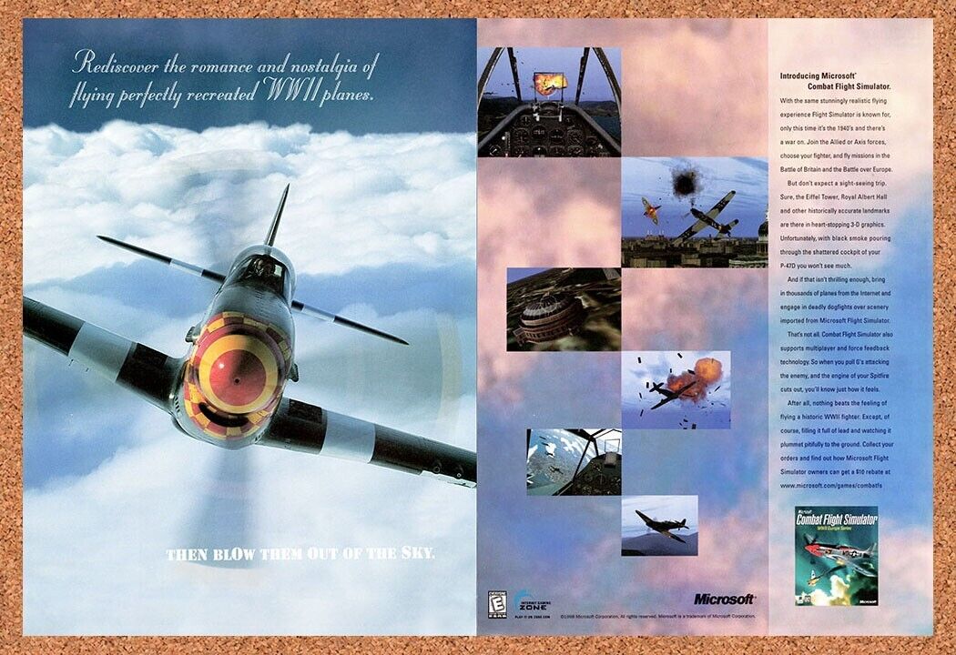 Combat Flight Simulator WW2 PC Original 1997 Vintage Ad - Video Game Promo