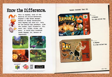 1999 Rayman 2 The Great Escape N64 Original Advertisement / Retro Promo v4