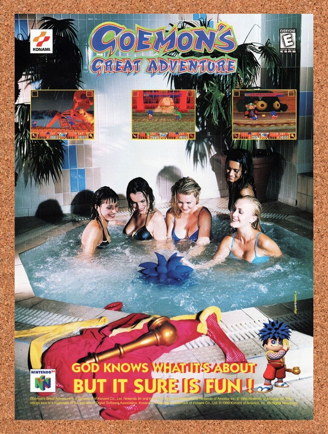 1999 Goemons Great Adventure N64 Original Advertisement / Retro Wall Art v1
