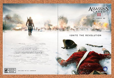2012 Assassin's Creed III Xbox 360 Original Advertisement / Retro Wall Art v4