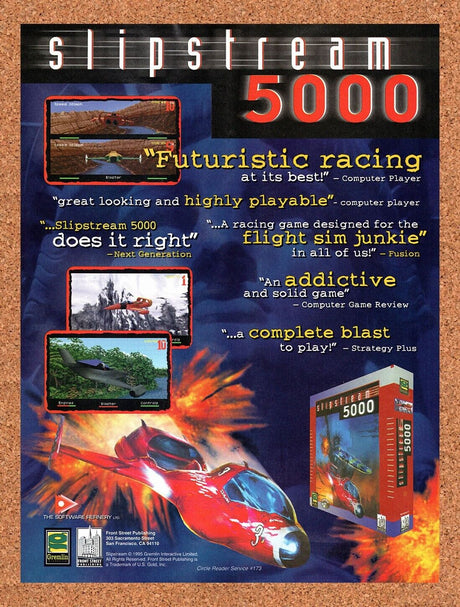 Slipstream 5000 PC Original 1995 Vintage Ad - Video Game Promo