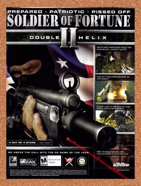 2002 Soldier Of Fortune II Double Helix PC Original Ad / Retro Wall Art v1