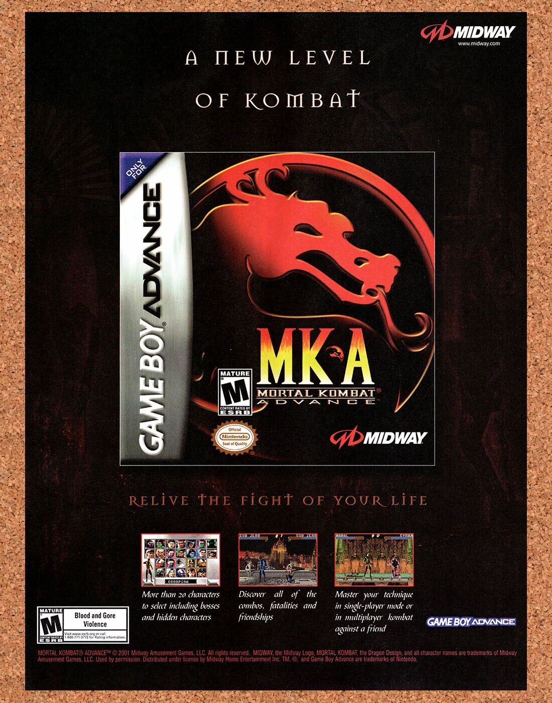 Mortal Kombat Advance GBA Original 2002 Vintage Ad - Video Game Promo
