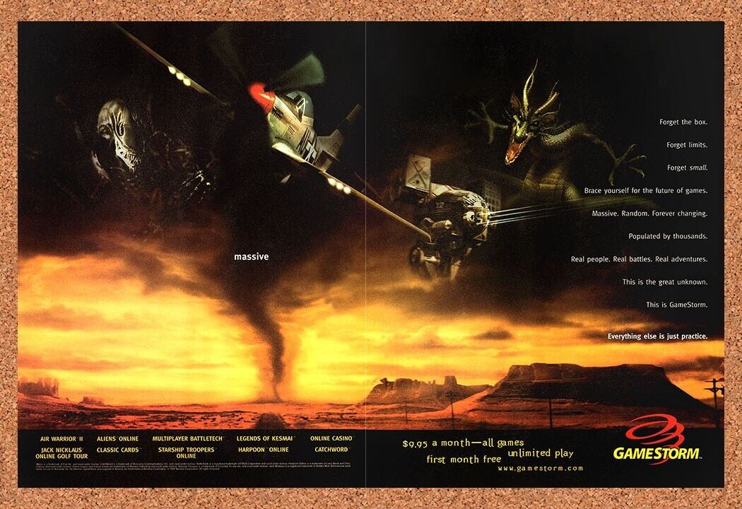 Game Storm Original 1998 Print Ad Authentic Online Gaming Video Game Art Promo