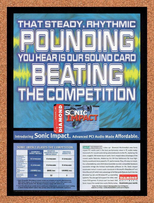 1997 Diamond Sonic Impact Original Advertisement / Retro Wall Art v6