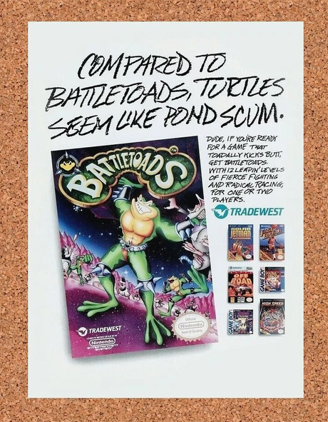 Battletoads NES Original 1992 Ad Authentic Nintendo Video Game Promo Art