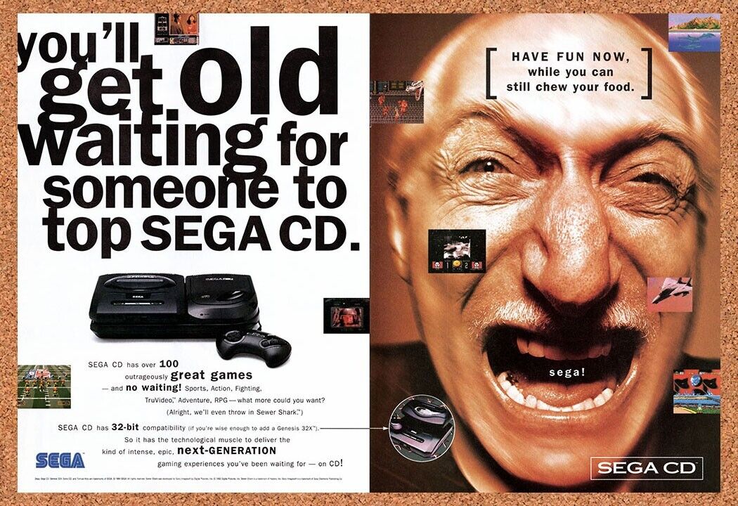 1995 Sega CD Console Original Advertisement / Retro Wall Art v7