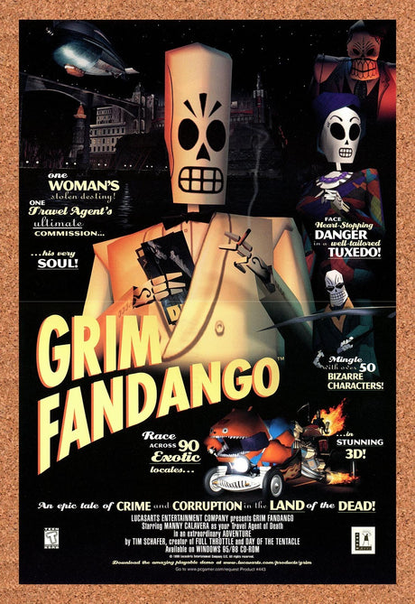 1998 Grim Fandango PC Original Advertisement / Retro Promo v2