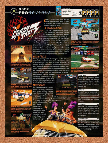 2002 Crazy Taxi 3 High Roller Xbox Original Advertisement / Retro Promo vr1