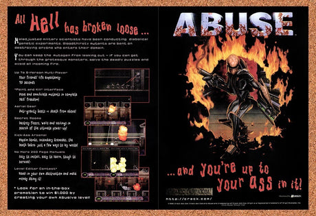 1996 Abuse PC Original Advertisement / Retro Wall Art v1
