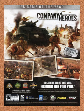 Company Of Heroes PC Original 2009 Ad Authentic THQ Video Game WWI RTS Promo