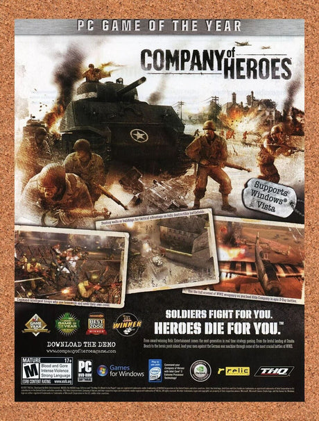 Company Of Heroes PC Original 2009 Ad Authentic THQ Video Game WWI RTS Promo