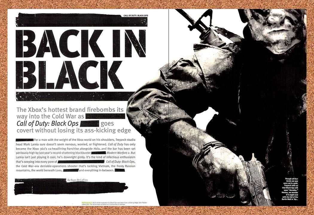 2010 Call Of Duty Black Ops 1 Xbox 360 Preview Original Ad / Retro Wall Art v8