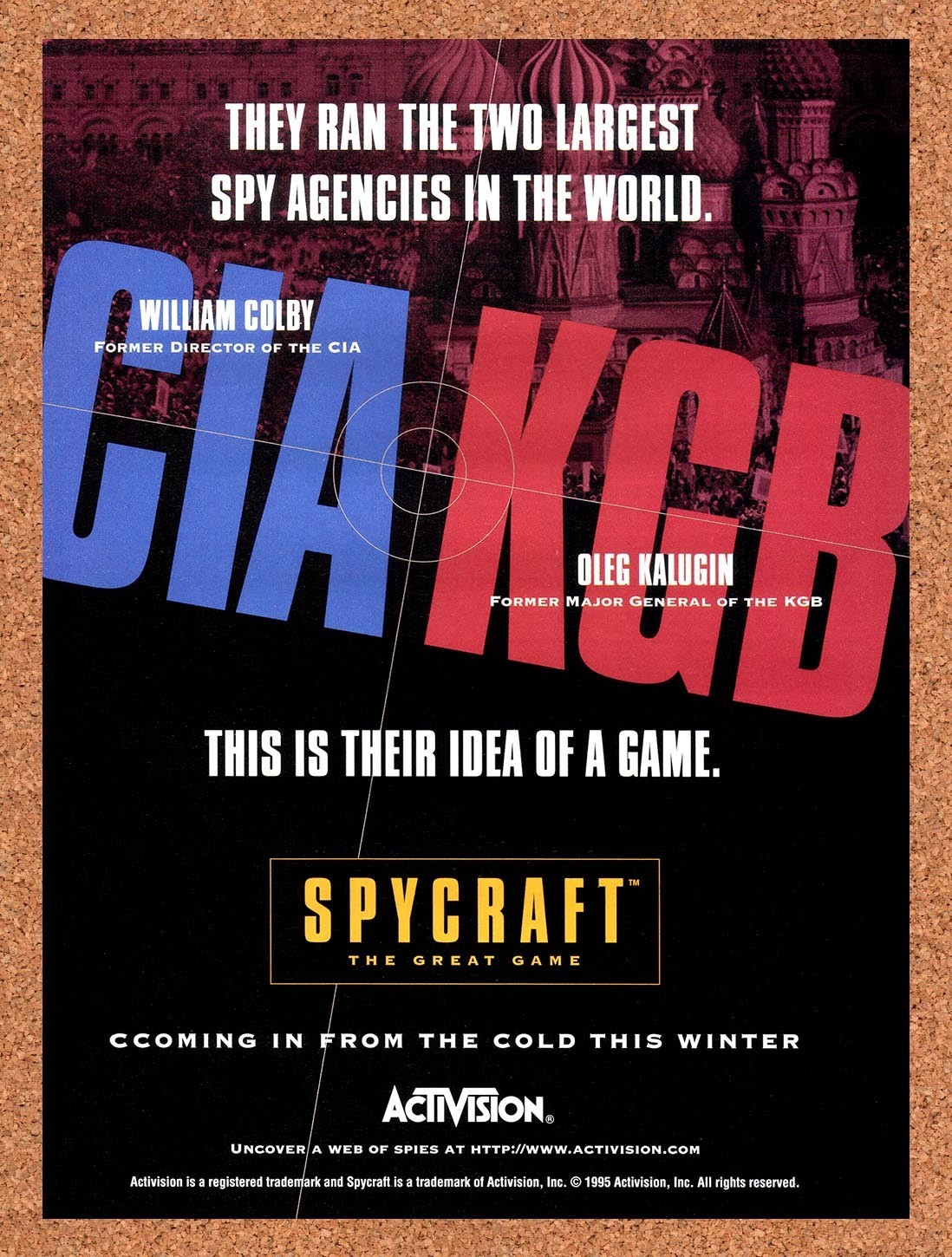 1995 Spycraft The Great Game PC Original Advertisement / Retro Promo v4