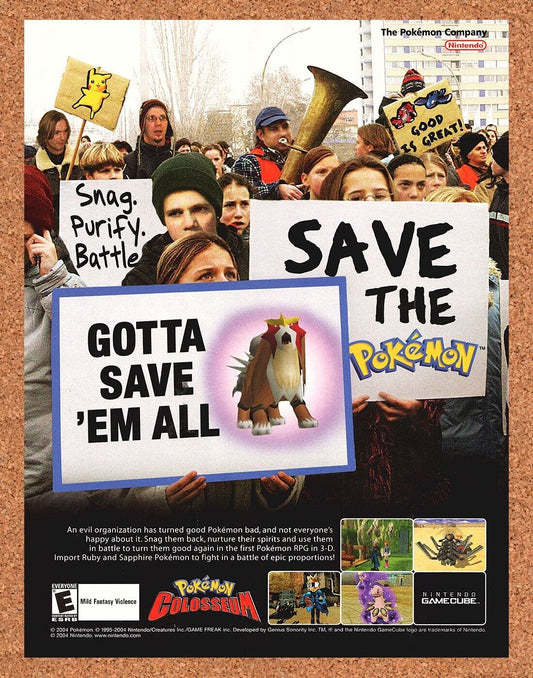 Original 2003 Pokemon Colosseum GameCube Vintage Ad - Video Game Art Promo