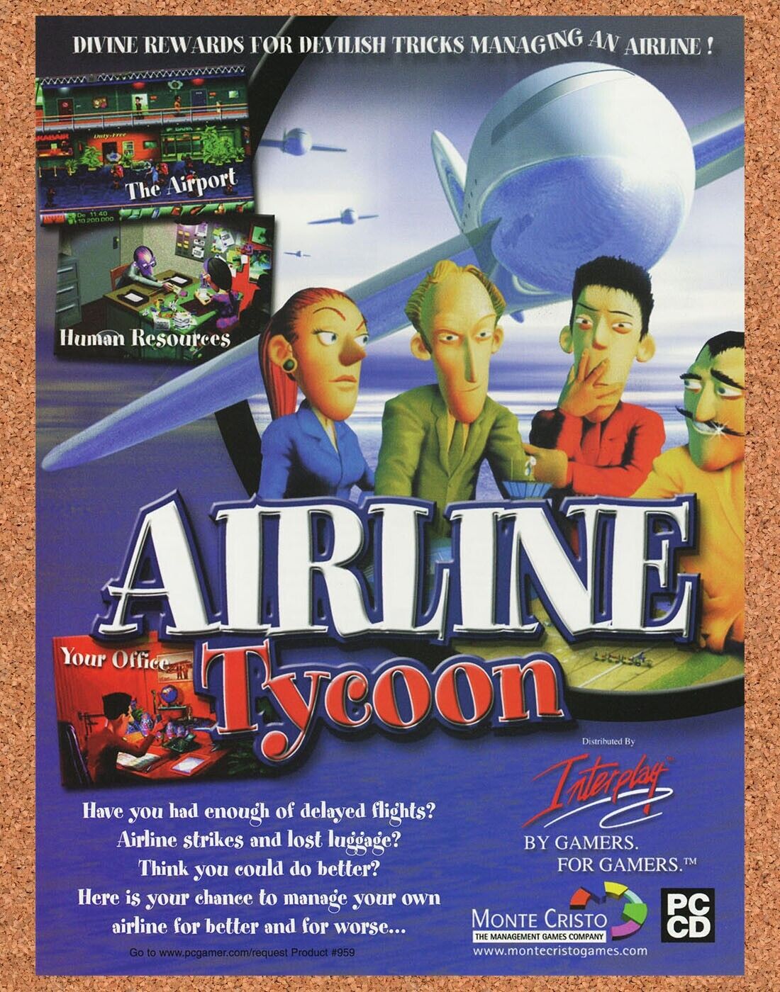 Airline Tycoon PC Original 2001 Ad Authentic Business SIM Video Game Promo