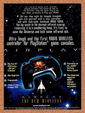 1999 Airplay Wireless PS1 Controller Original Advertisement / Retro Promo v2