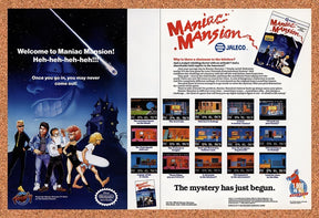 1990 Maniac Mansion NES Original Advertisement / Retro Promo v1