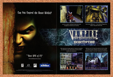 Vampire The Masquerade Redemption PC Original 2002 Ad Authentic Video Game Promo