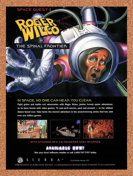 1995 Space Quest 6 Roger Wilco In The Spinal Frontier PC Original Ad v1