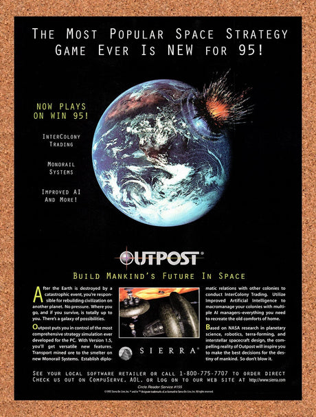 Outpost PC Original 1995 Vintage Ad - Video Game Promo