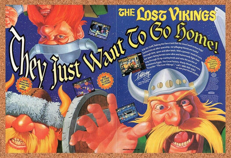 1993 Lost Vikings Genesis Original Advertisement / Retro Wall Art v2