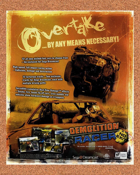 2000 Demolition Racer Dreamcast Original Advertisement / Retro Promo v2