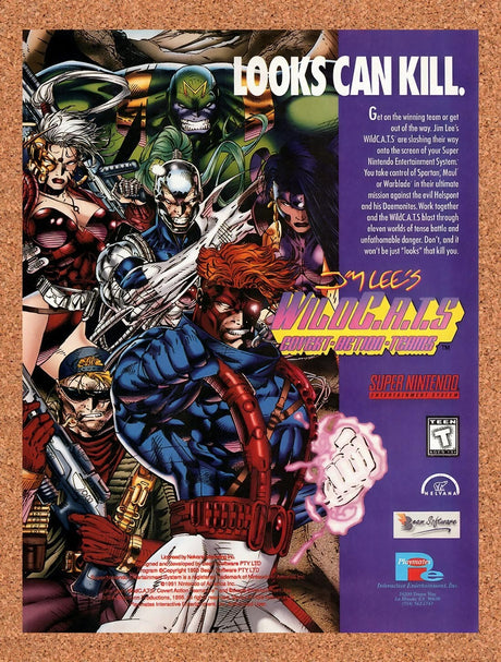 1995 Jim Lees Wild CATS SNES Original Advertisement / Retro Wall Art v1