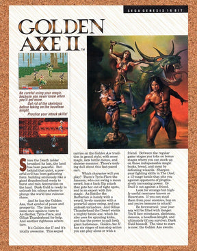 1991 Golden Axe II Genesis Original Advertisement / Retro Wall Art v1