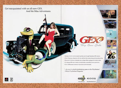 1999 Gex 3 Deep Cover Gecko PS1 Original Advertisement / Retro Promo v2