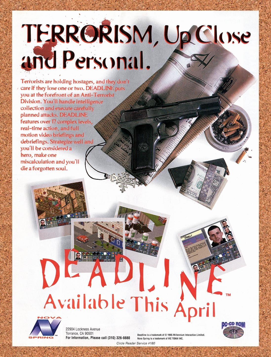 1996 Deadline PC Original Advertisement / Retro Wall Art v2