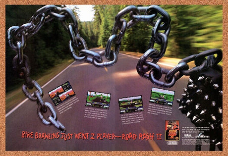 1993 Road Rash 2 Genesis Original Advertisement / Retro Wall Art v1