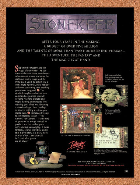 1996 Stonekeep PC Original Advertisement / Retro Promo v1