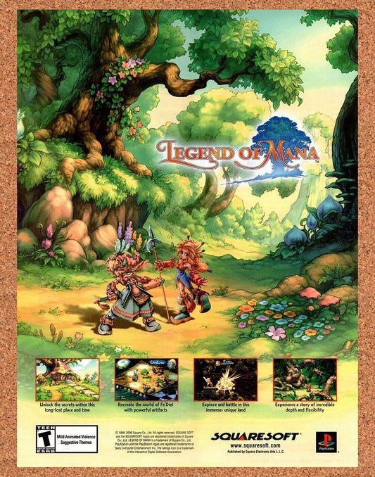 Legend Of Mana PS1 Original 2001 Vintage Ad - Squaresoft Video Game Promo