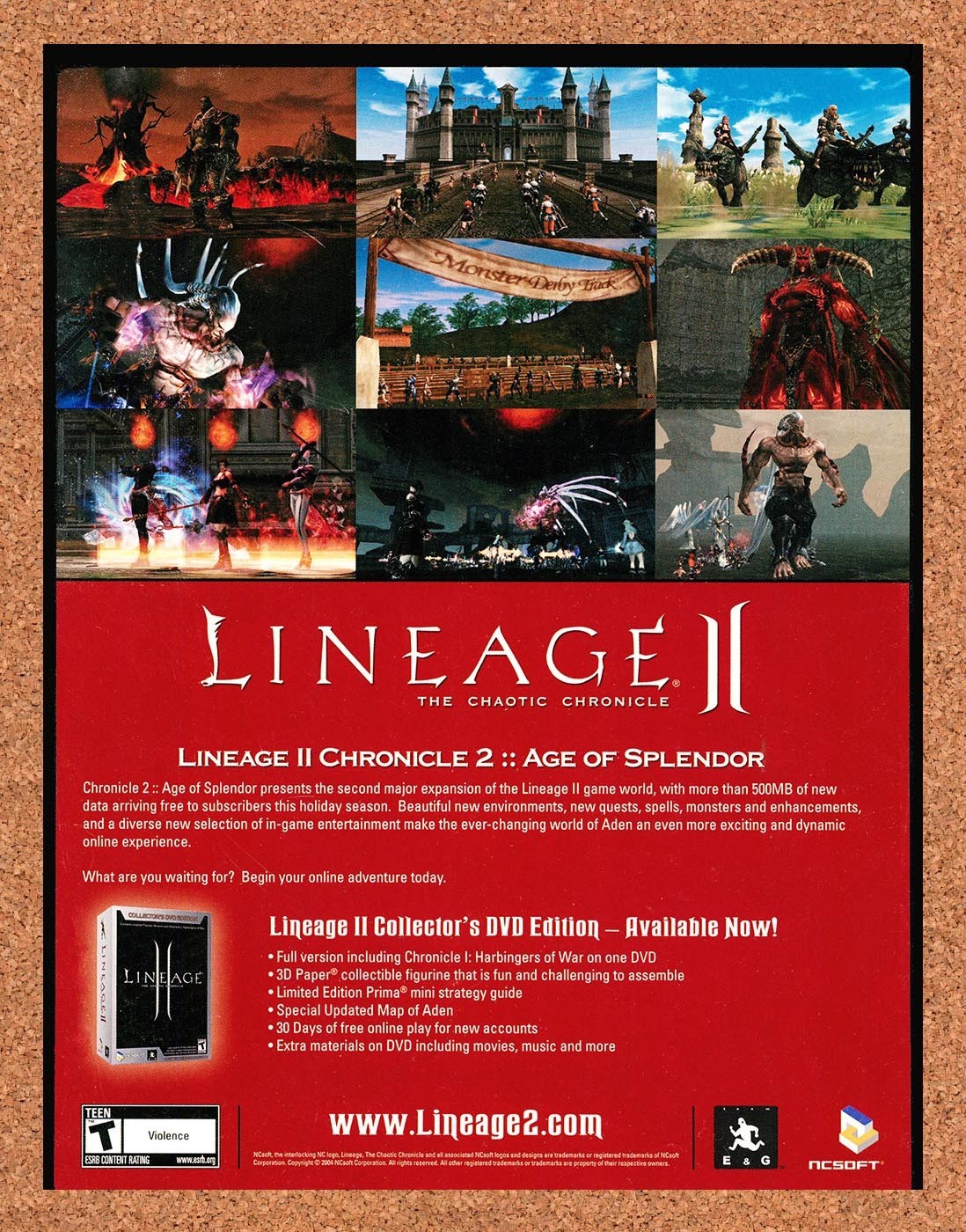 2004 Lineage II The Chaotic Chronicle PC Original Advertisement / Retro Promo v2
