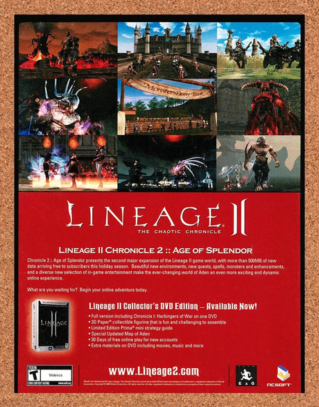 2004 Lineage II The Chaotic Chronicle PC Original Advertisement / Retro Promo v2