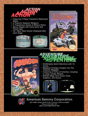 1990 American Sammy Corporation NES Games Original Ad / Retro Wall Art v2