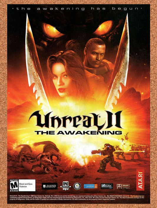Unreal 2 The Awakening PC Original 2002 Vintage Ad - Video Game Art Promo