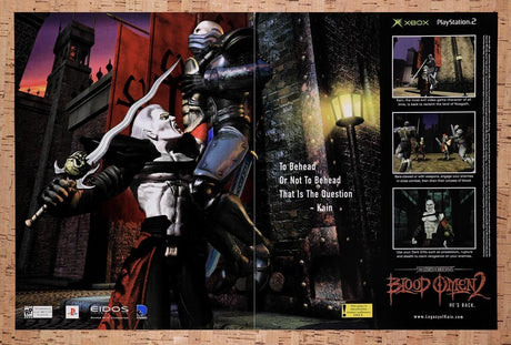 2001 Legacy Of Kain Blood Omen 2 PS2 Original Advertisement / Retro Wall Art v3