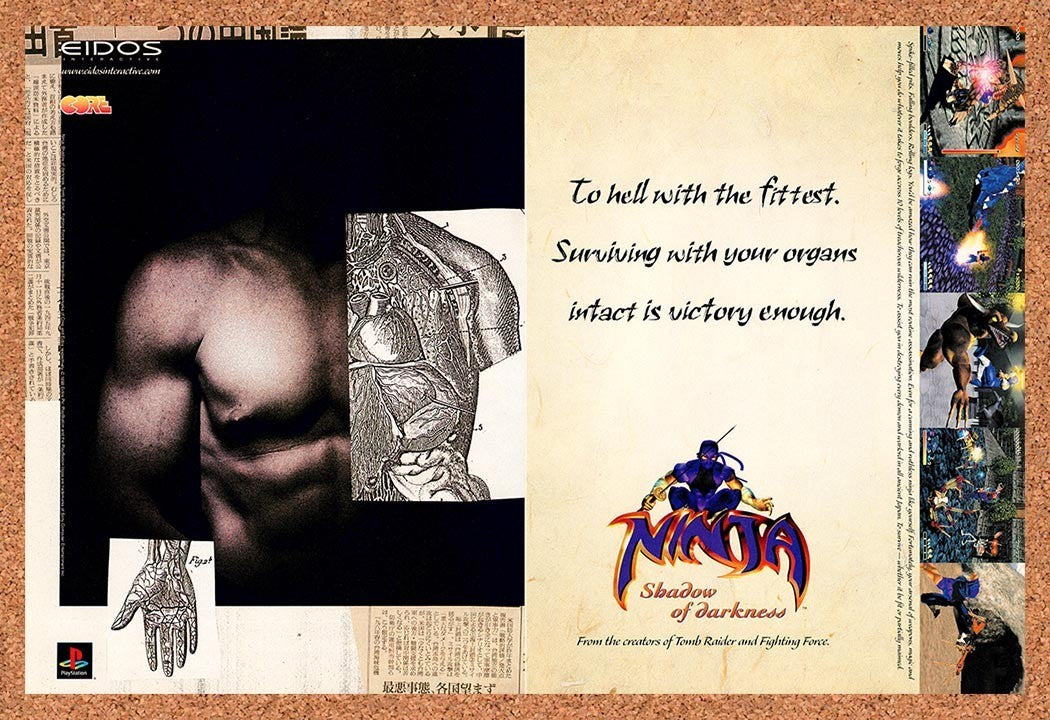 1999 Ninja Shadow Of Darkness PS1 Original Advertisement / Retro Promo v4