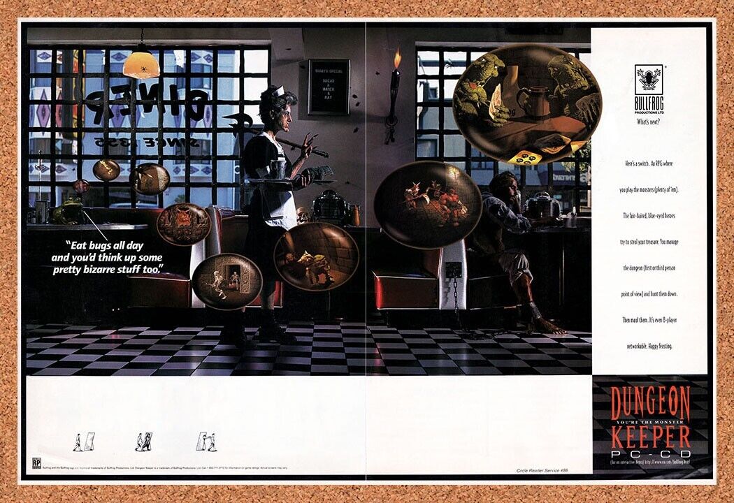 Dungeon Keeper PC Original 1995 Vintage Ad - Video Game Promo