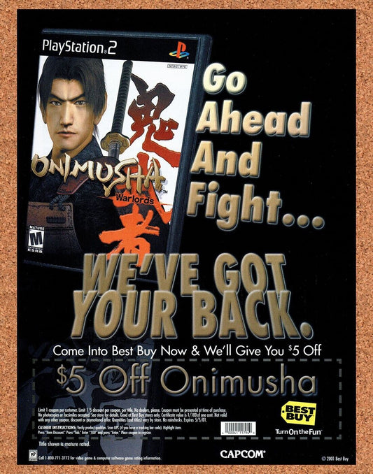 Onimusha PS2 Original 2002 Print Ad Authentic Best Buy Rebate Video Game Promo