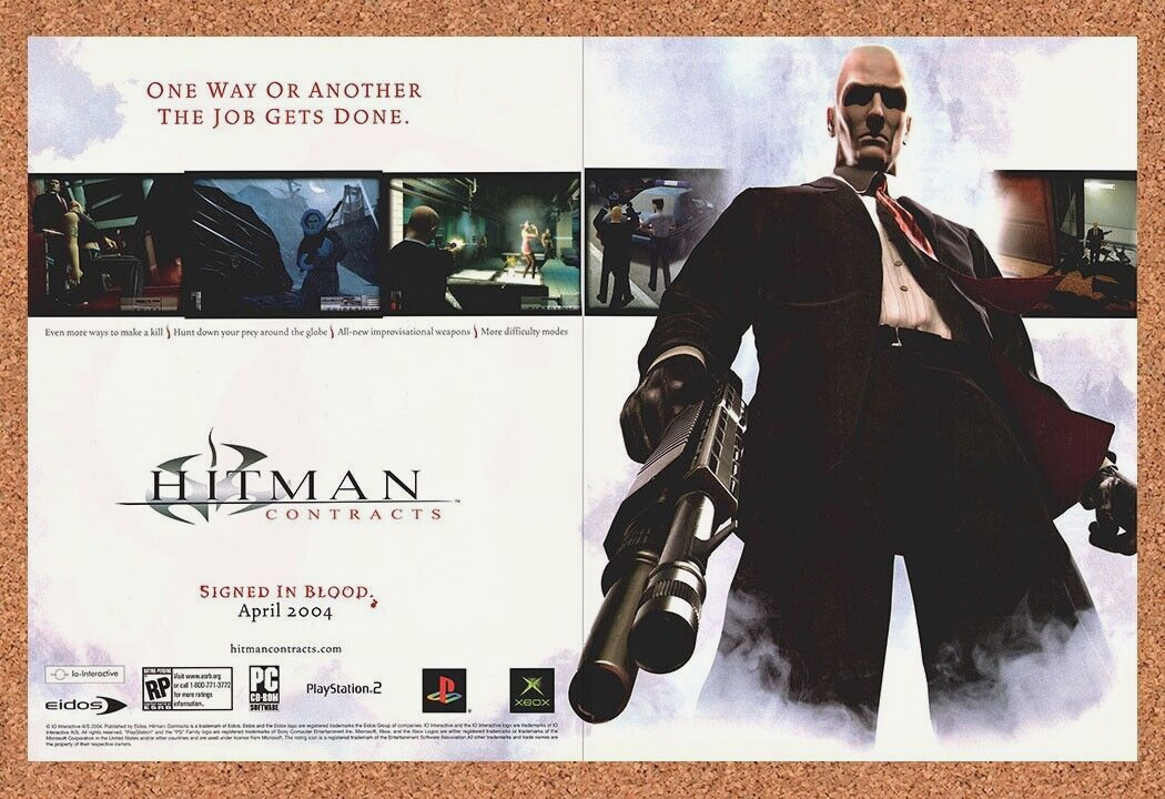 Original 2003 Hitman Contracts PS2 Vintage Ad - Video Game Promo Wall Art 4