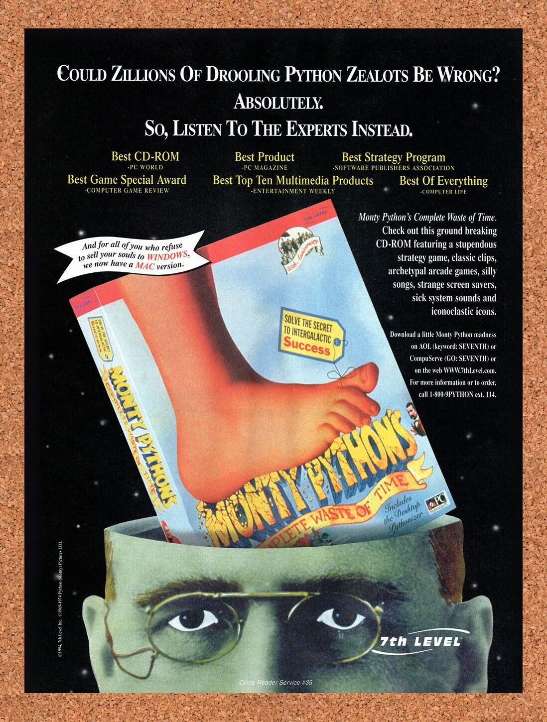 Monty Python's Complete Waste Of Time PC Original 1995 Vintage Ad