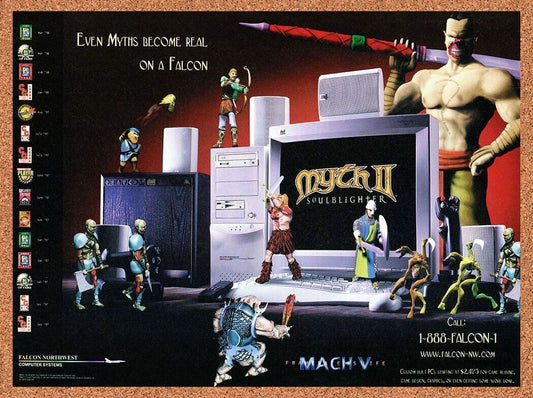 Myth II PC Original 1999 Ad Authentic Falcon Northwest Video Game Promo