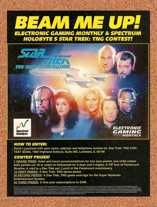1993 Star Trek Beam Me Up Sweepstakes Original Advertisement / Wall Art v2