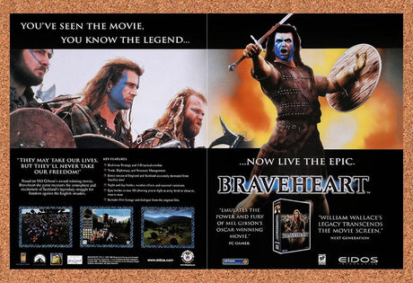 1999 Braveheart PC Original Advertisement / Retro Wall Art v2