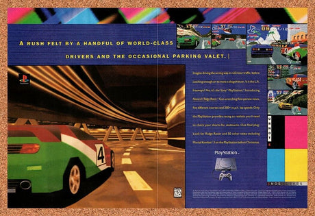 1995 Ridge Racer PS1 Original Advertisement / Retro Wall Art v2