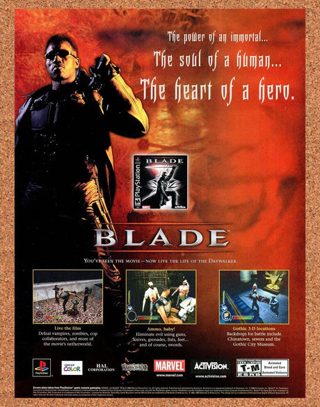 Blade PS1 Original 2003 Print Ad Authentic Marvel MCU Video Game Promo