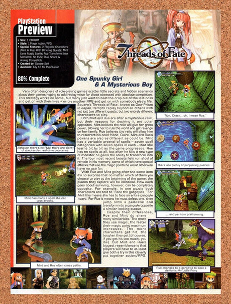 Threads Of Fate PS1 Original 2000 Vintage Ad - Video Game Preview Promo